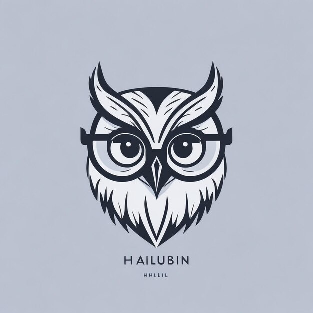 Photo logo minimaliste d'un coup de tête de hibou geek mignon