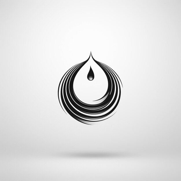 Photo logo minimaliste emblème symbole d'une goutte d'eau noire sur fond blanc