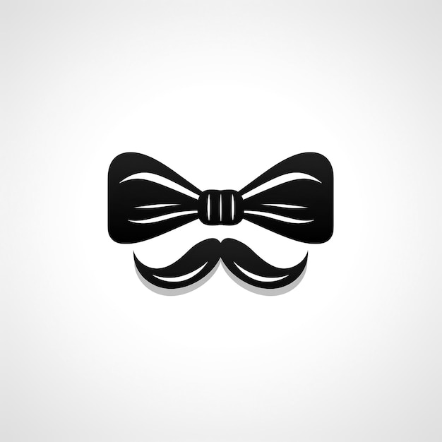Photo logo minimaliste avec un nœud papillon et une moustache sur un fond blanc l'emblème du salon pour hommes du magasin de vêtements