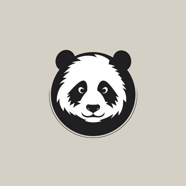 Photo le logo minimaliste de l'ours panda sur fond gris