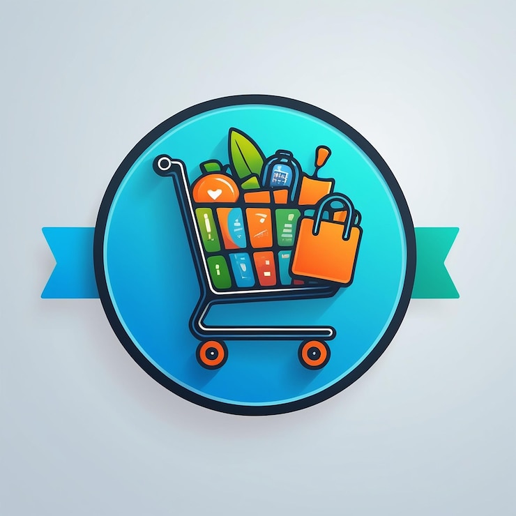 Photo logo moderne des achats en ligne