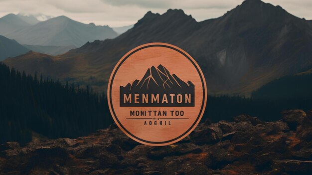 Photo le logo de la montagne ronde avec un fond de montagne