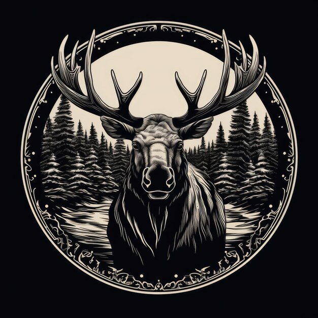 Logo Moose en noir et blanc généré par l'IA