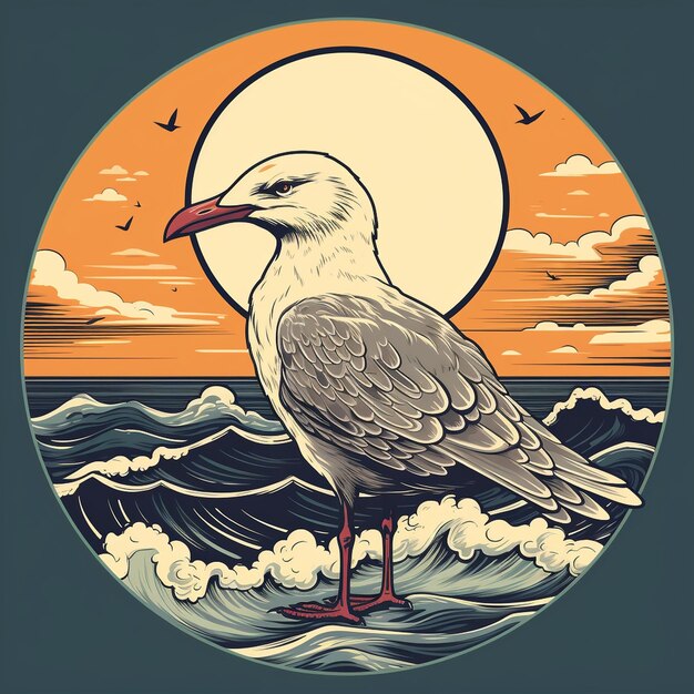 Le logo de la mouette sur la mer