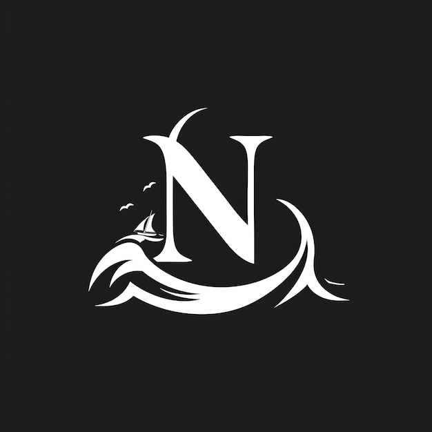 Photo logo n avec vibe nautique lettre marque logo style dési luxe idée créative concept alphabet