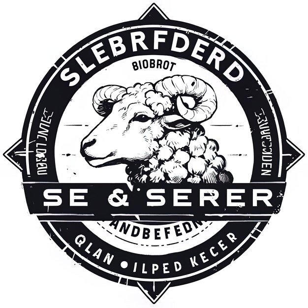 Photo un logo noir et blanc avec un mouton et une cloche