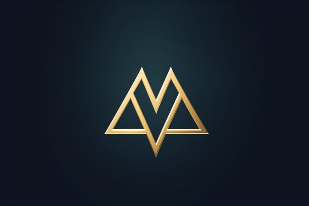 Photo un logo en or avec une lettre m et un triangle sur un fond sombre