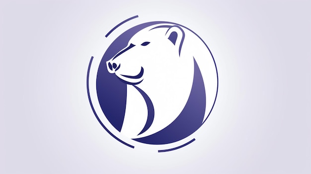 Un logo d'ours bleu avec une tête d'ours blanche.