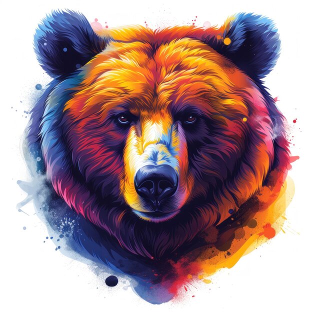 Photo logo d'ours vibrant avec des couleurs au néon