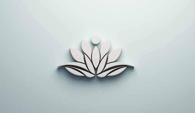 Logo de personne Lotus blanc. Illustration de rendu 3D