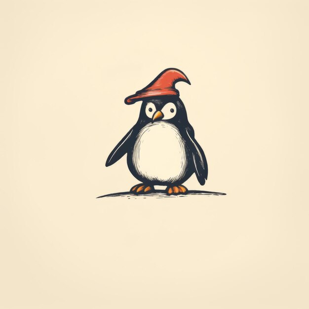 Logo de pingouin capricieux avec Red Hat pour le magasin en ligne du camp