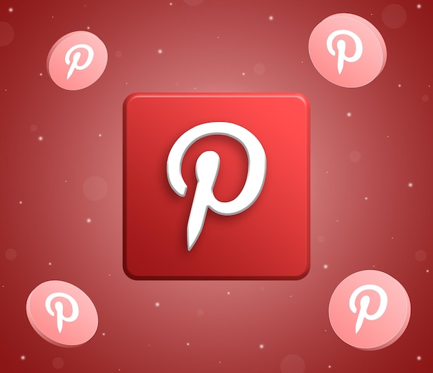 Photo logo pinterest avec des icônes de bouton rond pinterest autour de la 3d