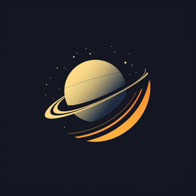 Photo le logo de la planète minimale avec saturne et la lune