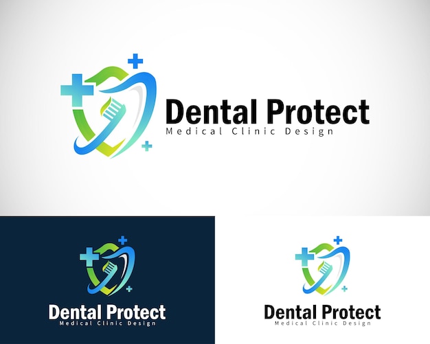 logo de protection dentaire concept de conception créatif bouclier clinique de soins de santé symbole médical
