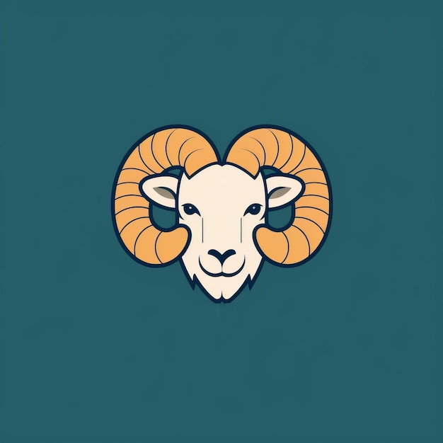 Photo logo ram turquoise dans le style emiliano ponzi avec des portraits d'animaux réalistes et des arrière-plans minimalistes