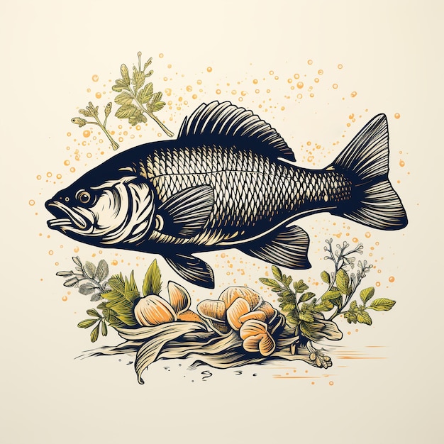 Photo logo d'un restaurant de poisson ou d'une poissonnerie concept de menu méditerranéen et d'aliments sains publicités de fruits de mer