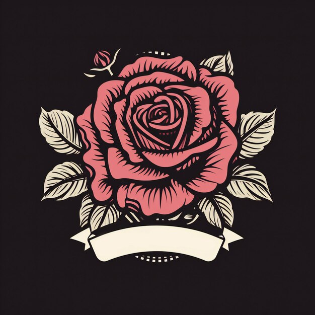 Photo logo de la rose dessiné à la main