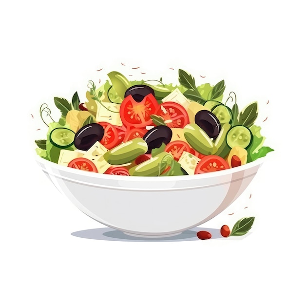 Photo logo salade grecque sur fond transparent isolé png generative ai