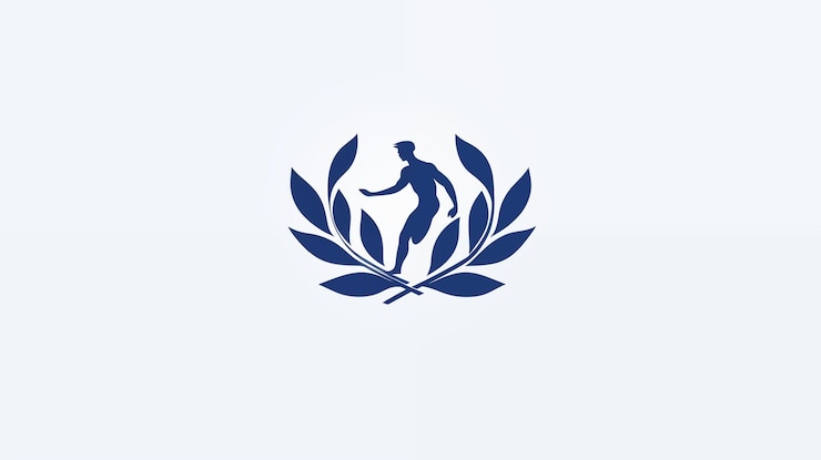 Photo logo de la silhouette bleue minimaliste avec une couronne de laurier
