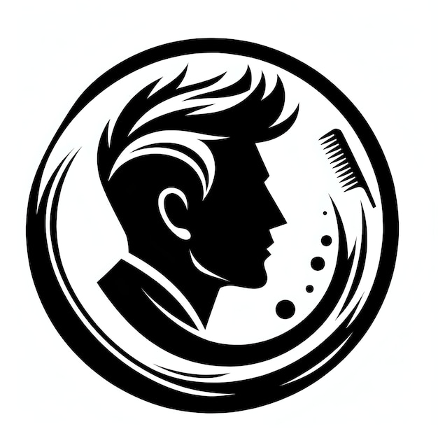 un logo avec la silhouette stylisée d'un coiffeur