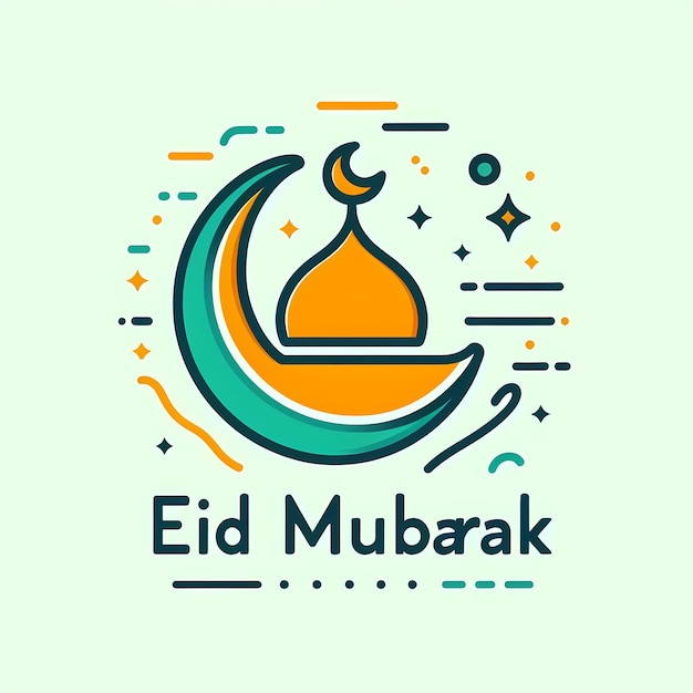 Photo logo simplifié de l'aïd moubarak en couleurs nettes et raffinées avec le texte de l'eid moubarak