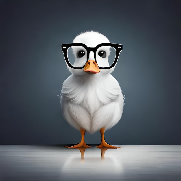 Un logo stylé accompagné d'un adorable canard portant des lunettes rendu au format carré