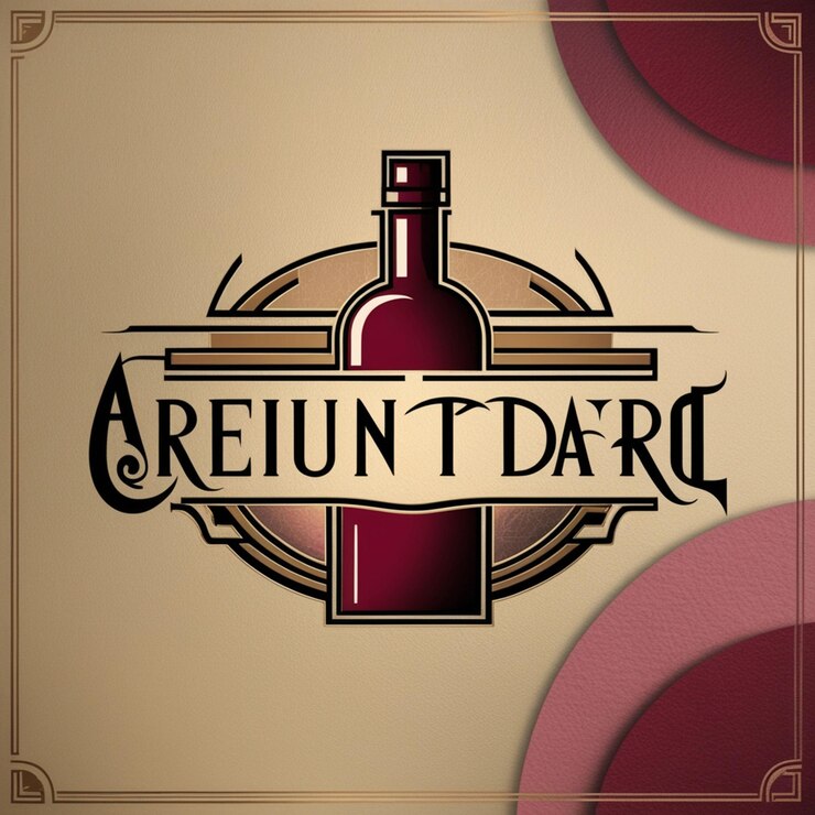 Photo logo de style art déco avec une bouteille de vin