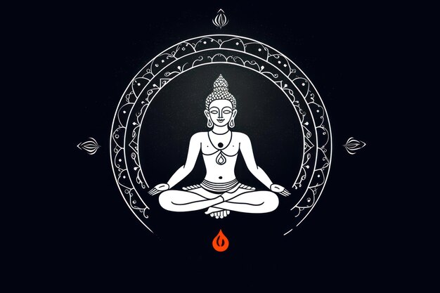 Logo de symbole de yoga sur fond noir ai génératif