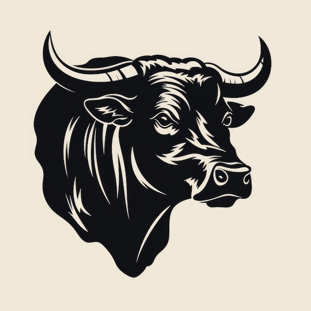 Logo de taureau noir et blanc généré par l'IA Image