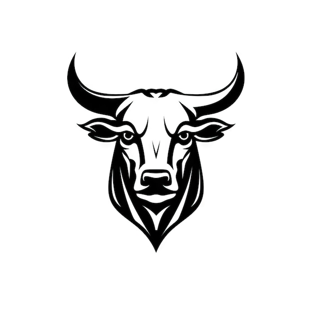 Logo de taureau noir simple sur fond blanc généré par l'IA