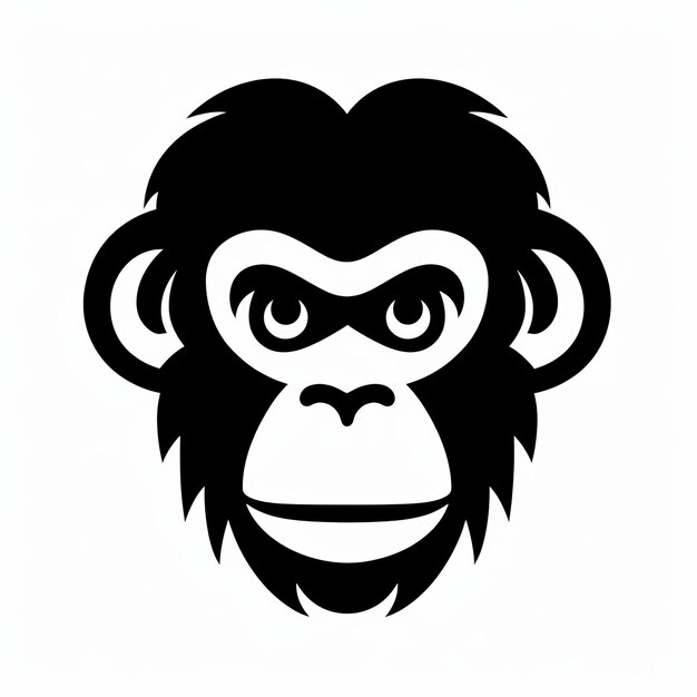 Le logo de la tête de chimpanzé biopunk avec des caractères bizarres en couleurs plates