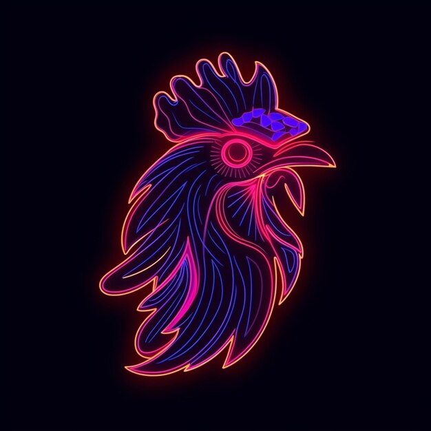 Photo logo tête de coq néon