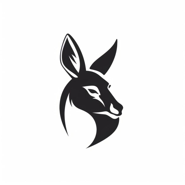 Le logo de la tête de kangourou minimaliste est un dessin animé monochromatique.