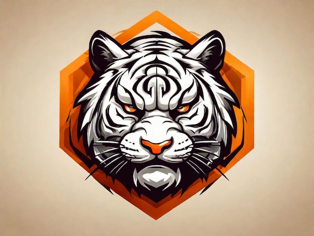 Photo un logo de tigre orange avec un fond noir