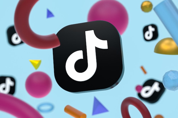 Logo Tiktok sur fond de géométrie abstraite