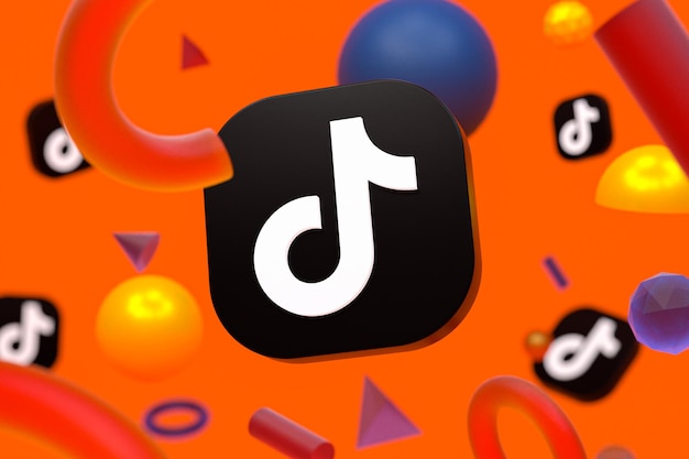 Logo Tiktok sur fond de géométrie abstraite