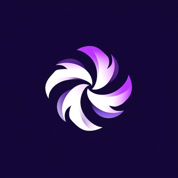 un logo en tourbillon violet et blanc sur un fond noir