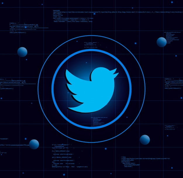 Logo Twitter sur fond de technologie réaliste