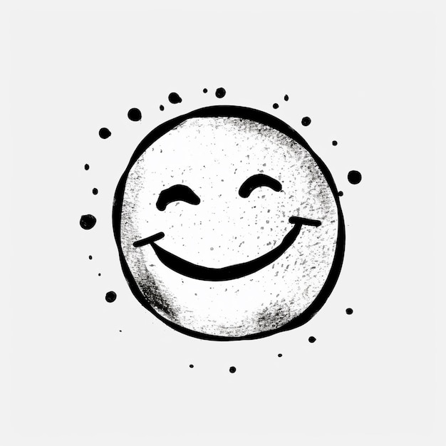 Photo logo vectoriel du visage du sourire sur fond noir et blanc