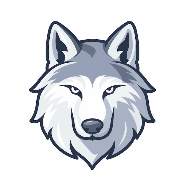 Photo logo vectoriel plat d'un loup gris ia générative