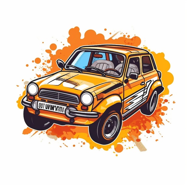 Logo avec une voiture de rallye allant très vite Sticker courses de voitures