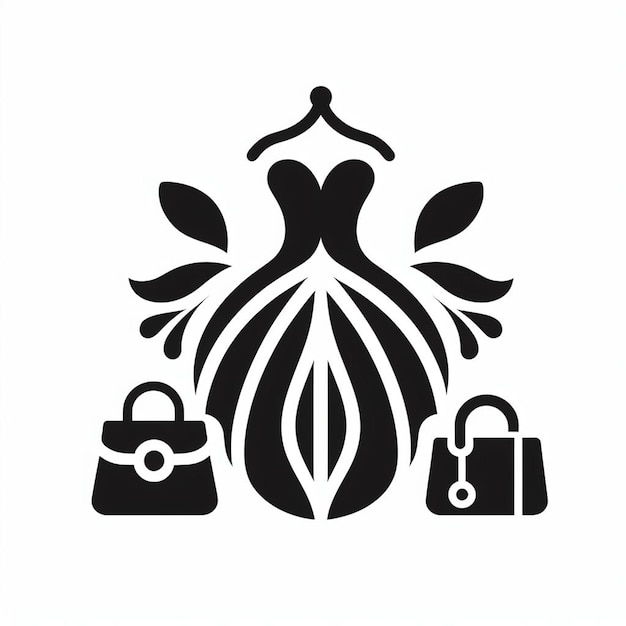 Photo logo de votre magasin sous la forme d'une robe et d'un sac