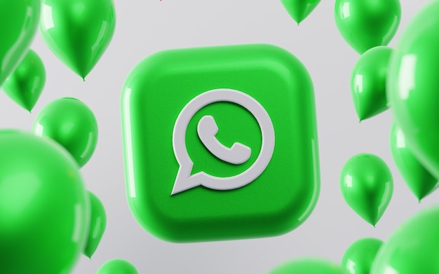 Logo Whatsapp 3D avec des ballons brillants