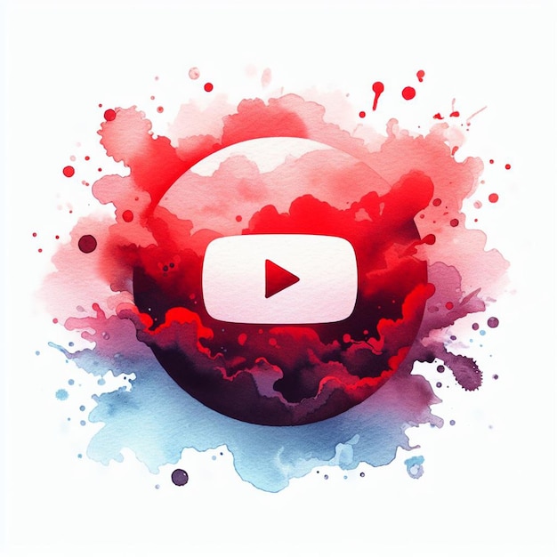 Photo le logo de youtube en aquarelle sur un fond blanc