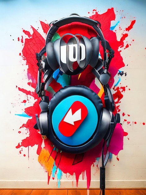 le logo youtube avec un design de t-shirt microphone et casque