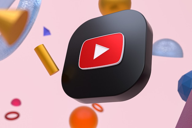 Logo Youtube sur fond géométrique abstrait