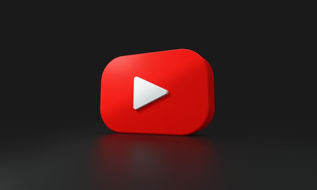 Photo logo youtube sur fond noir. rendu 3d.