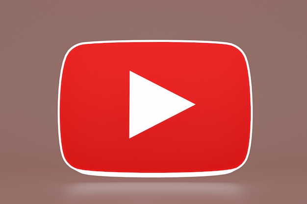 Logo Youtube et lecteur vidéo Conception 3D ou interface de lecteur multimédia vidéo