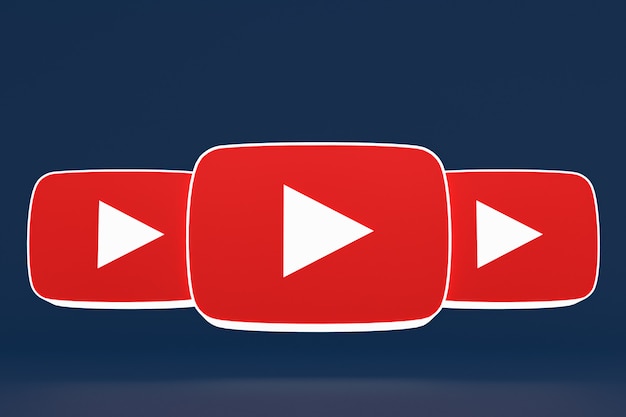 Logo Youtube et lecteur vidéo Conception 3D ou interface de lecteur multimédia vidéo