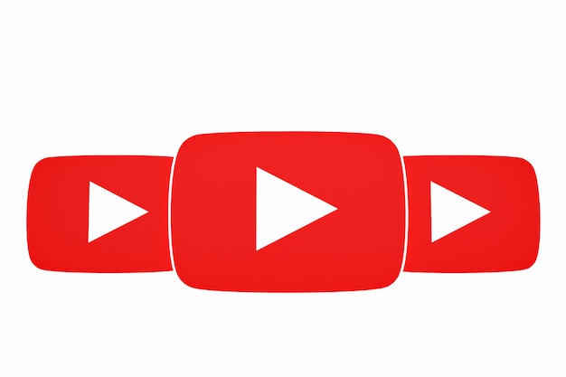 Logo Youtube et lecteur vidéo design 3d ou interface de lecteur multimédia vidéo